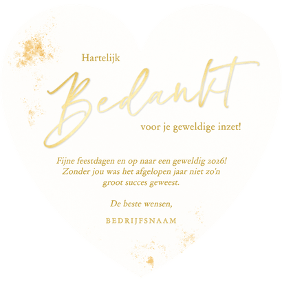 Zakelijke kerstkaart hartvorm groen bedankt Achterkant