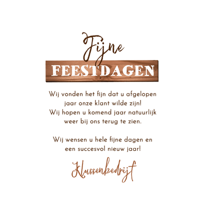Zakelijke kerstkaart kerstbal bouwbedrijf klussen hout hamer Achterkant