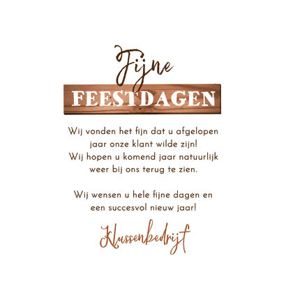 Zakelijke kerstkaart kerstbal bouwbedrijf klussen hout hamer Achterkant