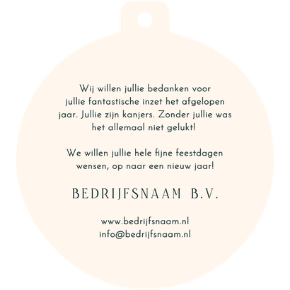 Zakelijke kerstkaart kerstbal je bent goud waard teal goud Achterkant