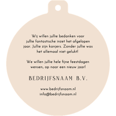 Zakelijke kerstkaart kerstbal stijlvol thank you 2026 bruin Achterkant
