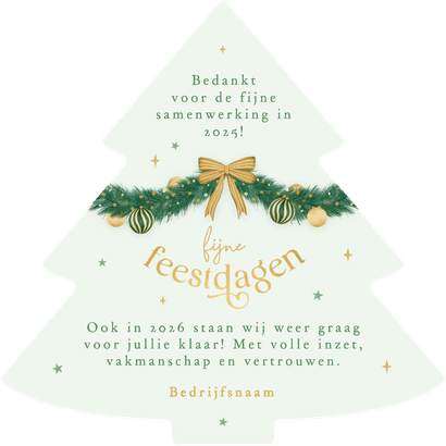 Zakelijke kerstkaart kerstboom strikjes bedankt sterretjes Achterkant
