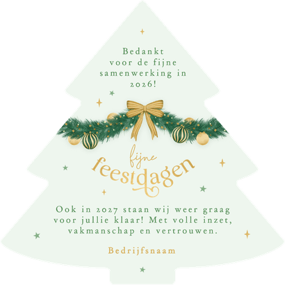 Zakelijke kerstkaart kerstboom strikjes bedankt sterretjes Achterkant