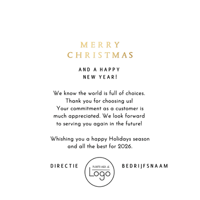 Zakelijke kerstkaart kerstboomvorm met getekende kerstboom Achterkant