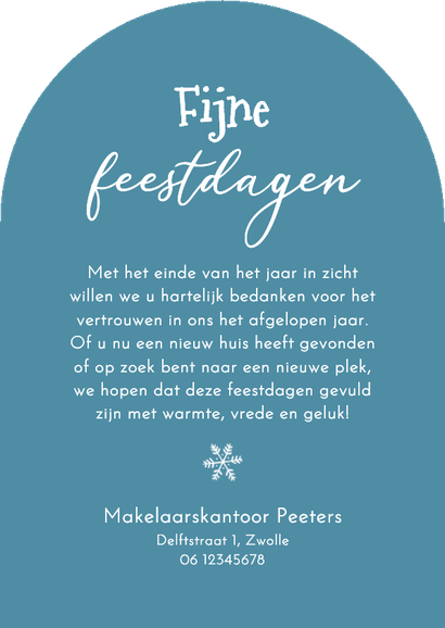 Zakelijke kerstkaart makelaardij huis sneeuwbol home Achterkant