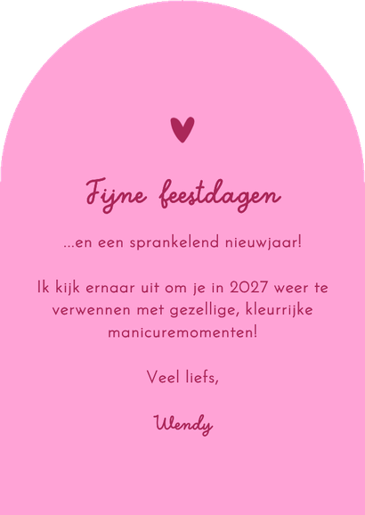 Zakelijke kerstkaart manicure nagelstudio kerstboom bokeh Achterkant
