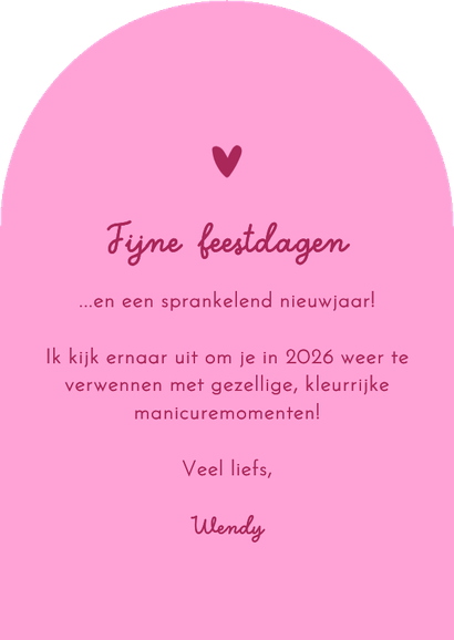 Zakelijke kerstkaart manicure nagelstudio kerstboom bokeh Achterkant
