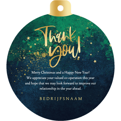 Zakelijke kerstkaart merry christmas kerstbal vorm goud Achterkant