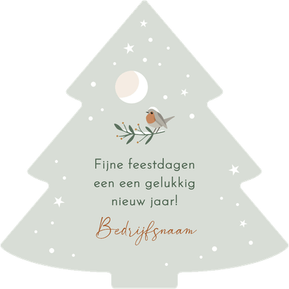 Zakelijke kerstkaart 'Merry XMAS' wintersfeer en roodborstje Achterkant