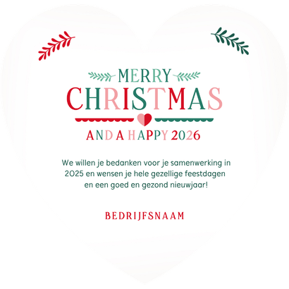 Zakelijke kerstkaart met traditionele kerst illustraties Achterkant