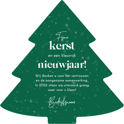 Zakelijke kerstkaart schildersbedrijf kerstboom verf sneeuw Achterkant