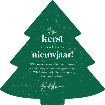 Zakelijke kerstkaart schildersbedrijf kerstboom verf sneeuw Achterkant