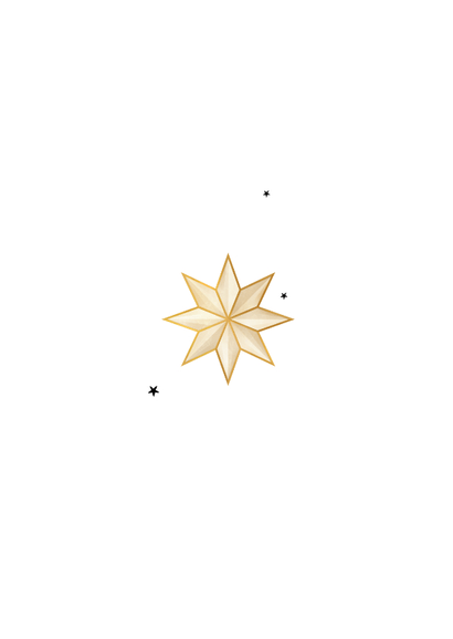 Zakelijke kerstkaart sparkling 2026 sterren goud stijlvol Achterkant