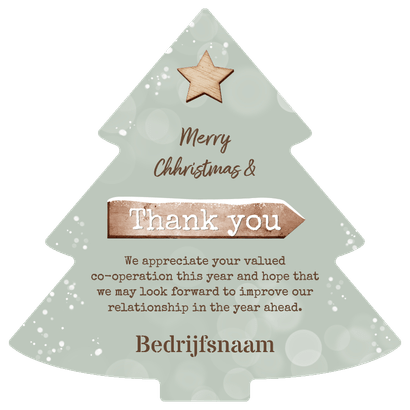 Zakelijke kerstkaart wegwijzers hout bedankt internationaal Achterkant