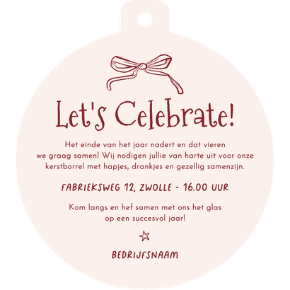 Zakelijke uitnodiging kerstborrel proost champagne doodle Achterkant