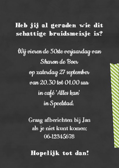 13140 Uitnodiging Schoolbord eigen foto 3