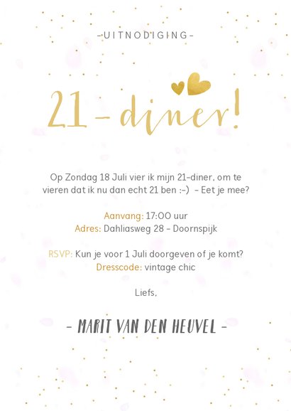 Wonderbaar 21-diner uitnodiging fotocollage met 3 eigen | Kaartje2go ZI-54