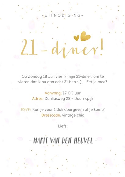 21-diner uitnodiging fotocollage met 3 eigen foto's 3