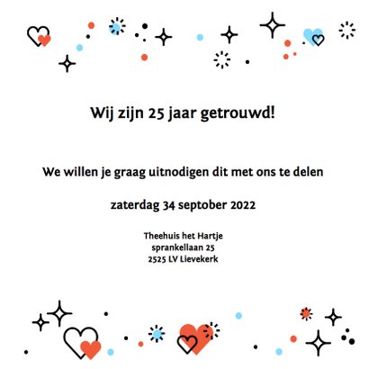 25 Jaar getouwd jubileum uitnodigings kaart ME 3