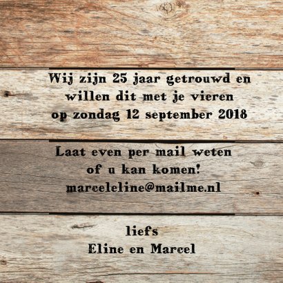 25 jaar getrouwd uitnodiging - hout planken 3