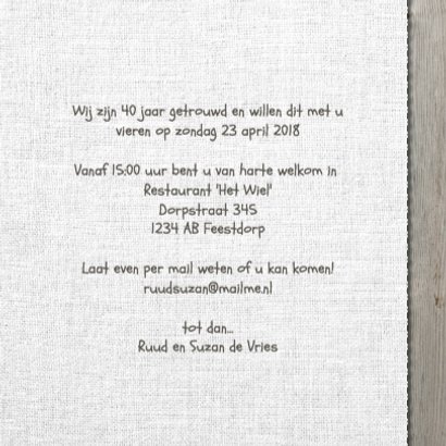 25 jarige jubileumkaart hout en linnen 3