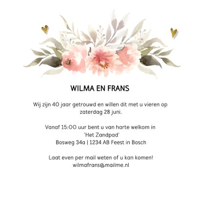 40 jaar getrouwd pastel watercolor bloemen 3