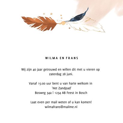 40 jaar getrouwd uitnodiging pastel watercolor bloemen 3