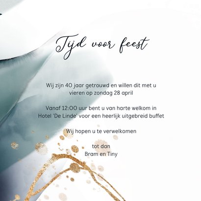 40 jarig huwelijk uitnodiging groen watercolor blad 3