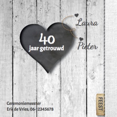 40 jarig huwelijks jubileumkaart - hart 2
