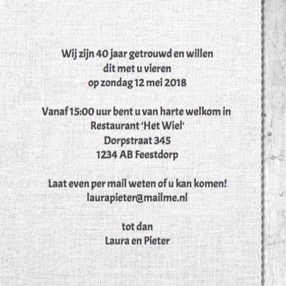 40 jarig huwelijks jubileumkaart - hart 3