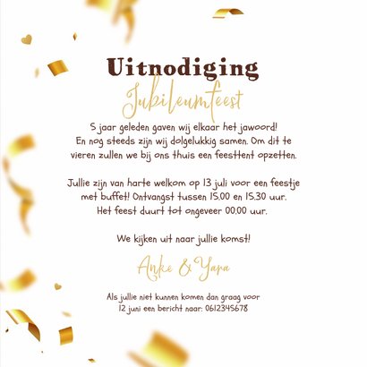 5 jaar getrouwd uitnodiging jubileum ballonnen confetti hout 3