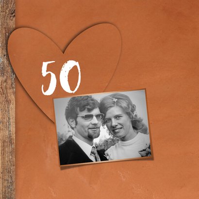 50 jaar getrouwd huwelijk uitnodiging houten cognac verf 2