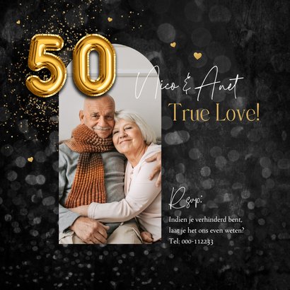 50 jaar getrouwd jubileumfeest goud krijtbord hartjes foto 2