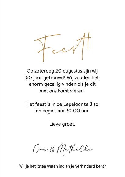 50 Jaar getrouwd uitnodiging jubileum feest verf 3