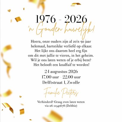 50 jaar getrouwd uitnodiging jubileum krijtbord goud 3