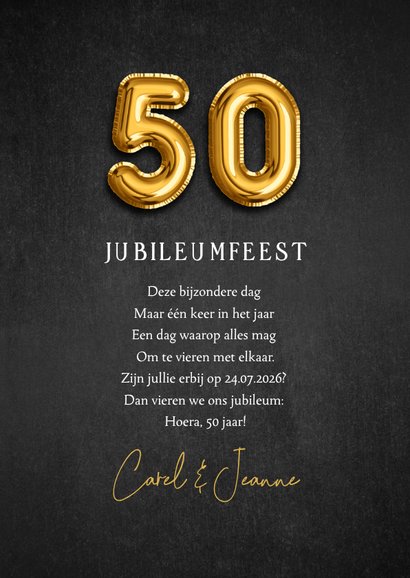 50 jarig jubileumfeest huwelijk gouden ballonnen foto's 3