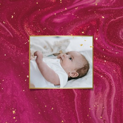 Abstract geboortekaartje met glitters en gouden tekst meisje 2