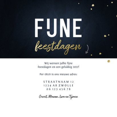 Adreswijziging kerstkaart met sterren en papiertje 3
