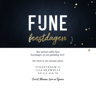 Adreswijziging kerstkaart met sterren en papiertje 3