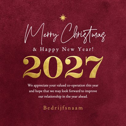 Algemene zakelijke kerstkaart 2027 rood goud best wishes 3