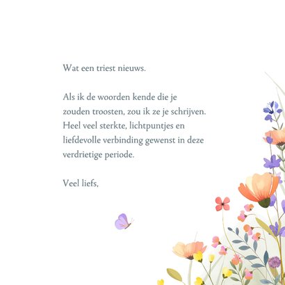 Aquarel condoleance met gemengde wilde bloemen en vlinders 3
