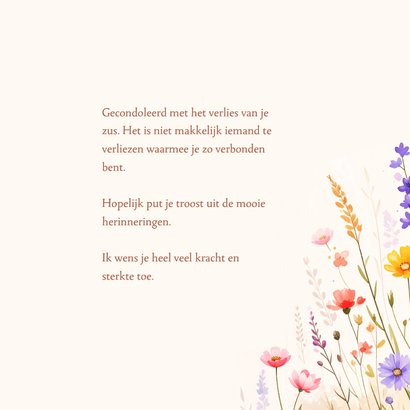 Aquarel condoleancekaart met gemengde wilde bloemen 3