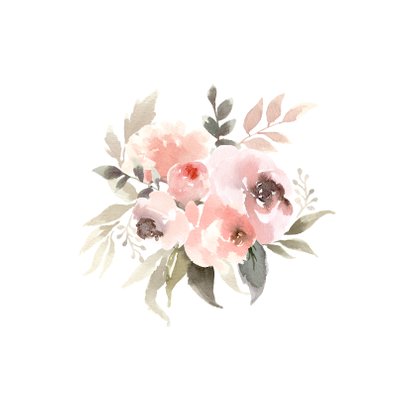 Aquarel kaart bloemenkrans in pastel tinten 2