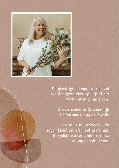 Artistieke rouwkaart abstracte vormen watercolor 2