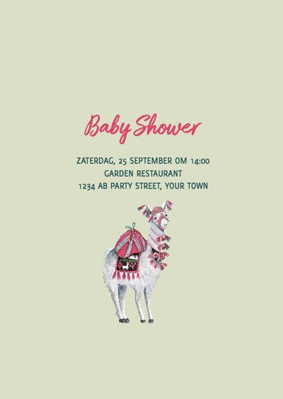 Baby Shower uitnodiging Lama 3