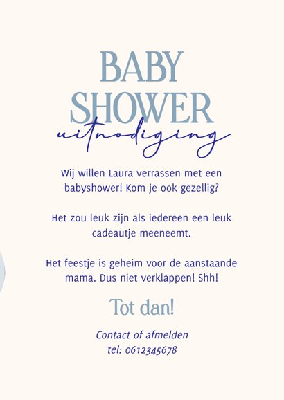 Babyshower jongen uitnodiging met blauwe ballonnen 3