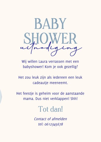 Babyshower jongen uitnodiging met blauwe ballonnen 3