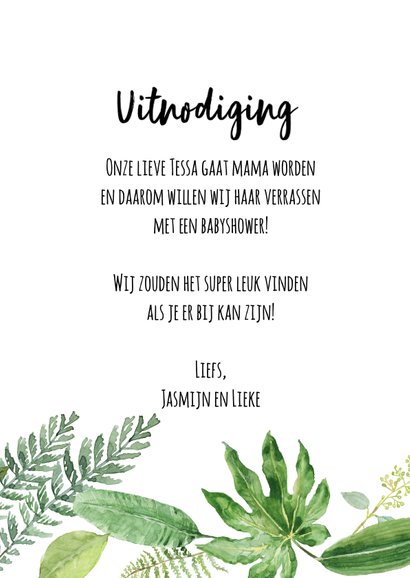 Babyshower uitnodiging | Botanisch 3