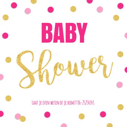 Babyshower uitnodiging foto gouden confetti 2
