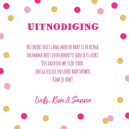 Babyshower uitnodiging foto gouden confetti 3